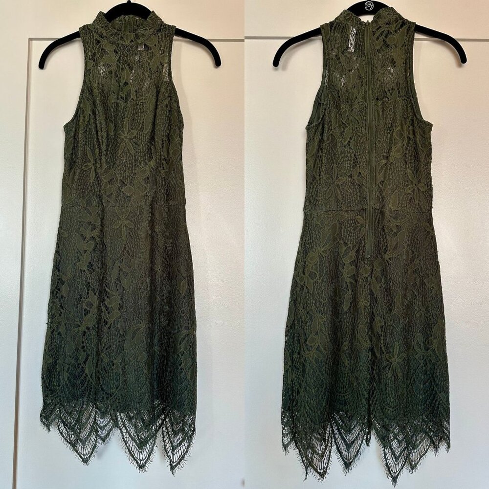Forest Green Xhilaration High Neck Floral Lace Dress